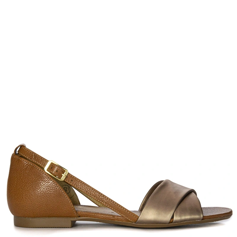 Maciejka Leather Flat Sandals Closed Heel Adjustable Buckle Rust + Dark Gold 04614-29/00-5