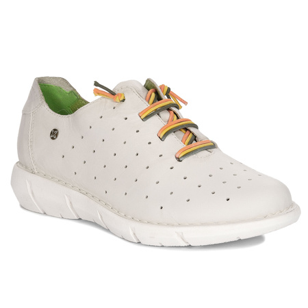 Maciejka Półbuty Damskie Skórzane Białe