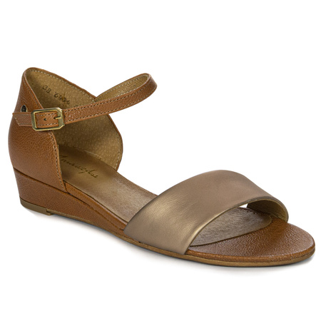 Maciejka Leather Brown and Gold Women's Sandals 06486-29/00-1