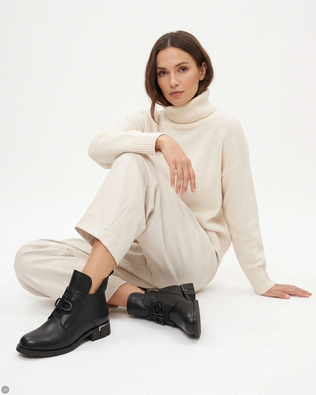 Filippo Leather Ankle Boots Black DBT7191-26-BK