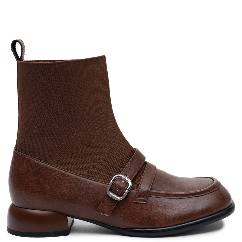 Maciejka Leather Sock Boots Slip-On Brown K7766-29/00-7