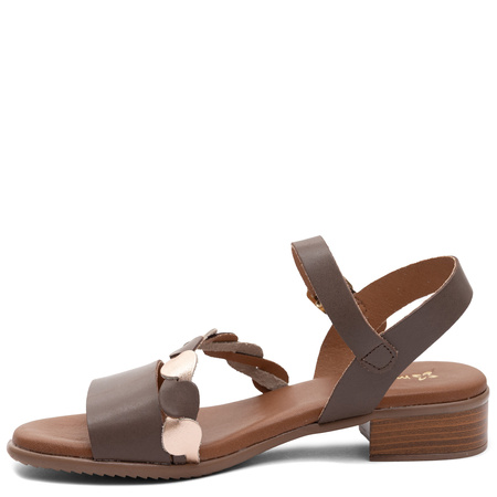 Maciejka Leather Sandals Decorative Artistic Strap Brown E7394-32/00-1