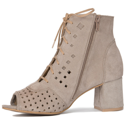 Maciejka Dark Beige Lace-Up Boots
