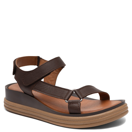 Maciejka Genuine Leather Comfortable Women's Wedge Sandals Brown L7634-02/00-1