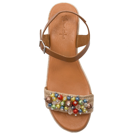 Maciejka brown leather women's espadrilles sandals