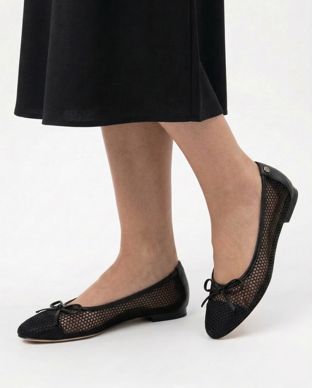 Maciejka Openwork Ballet Flats Almond Toe Black K7512-01/00-1