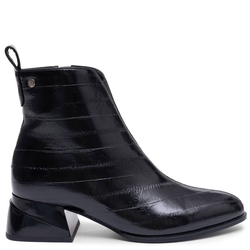 Maciejka Leather Ankle Boots Pointed Toe Geometric Block Heel Black K7675-01/00-7