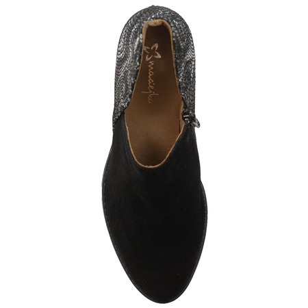 Maciejka Timeless Suede-Leather Ankle Boots Asymmetric Topline Black 04492-01/00-5