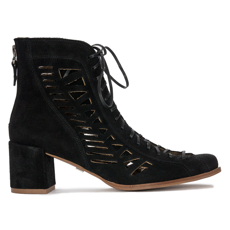 Maciejka Black velor Lace-Up Boots