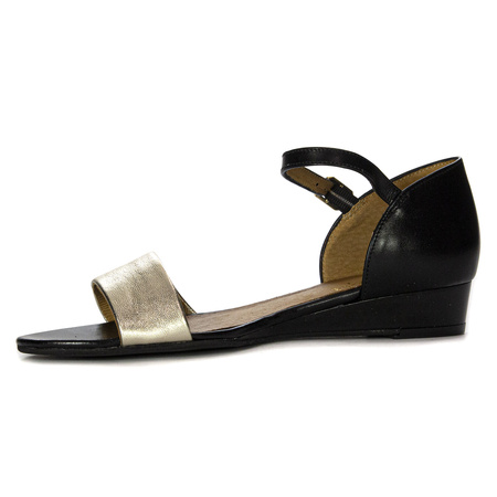 Maciejka Leather Black and Gold Women's Sandals 06486-20/00-1