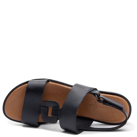 Maciejka Leather Flat Sandals Geometric Pattern Black E7403-01/00-1