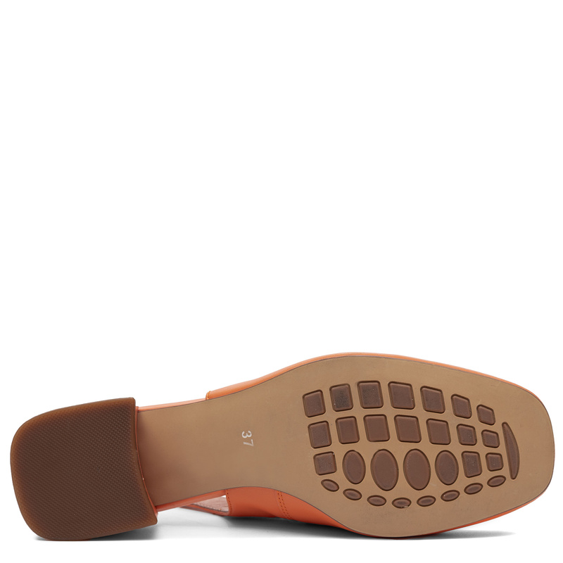 Maciejka Leather Slingback Pumps Block Heel Orange K7474-18/00-1