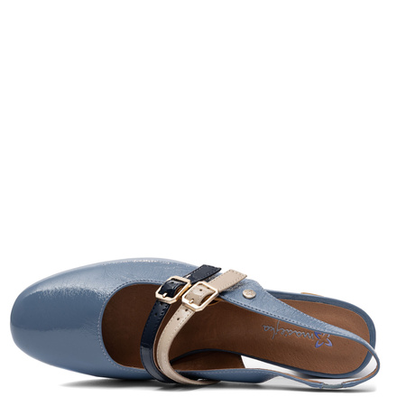 Maciejka Leather Mary Jane Double-Strap Block Heel 5 Cm Blue K7475-06/00-1