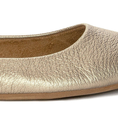 Maciejka Leather Ballet Flats Almond Toe Flat Sole Gold 04100-25/00-8