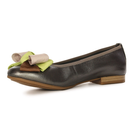 Maciejka Leather Ballerinas With Bow Green P6801-20/00-0
