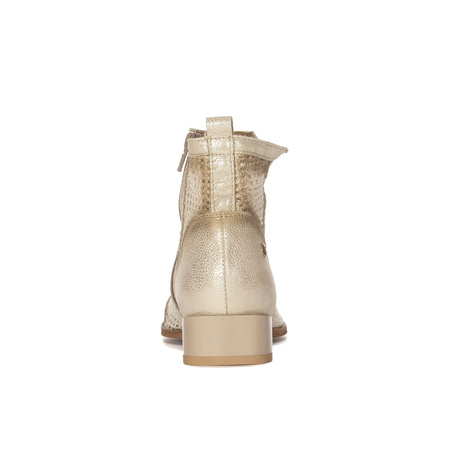 Maciejka Leather Perforated Ankle Boots Side Zipper Beige 06397-04-00-1