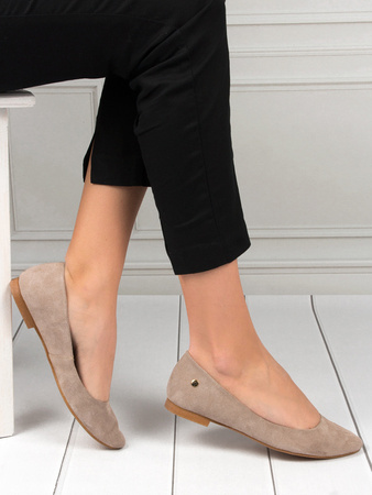 Maciejka Suede Leather Ballerinas Almond-Toe Beige 04100-42/00-8