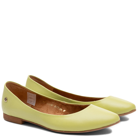 Maciejka Leather Almond Toe Comfortable Ballerinas Green 4100W-13/00-8