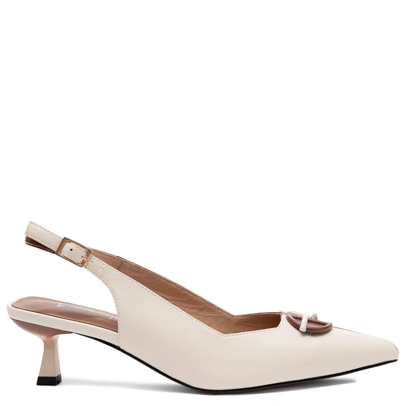 Maciejka Leather Two-Tone Slingback Court Shoes Almond Toe Beige-Brown K7482-02/00-1