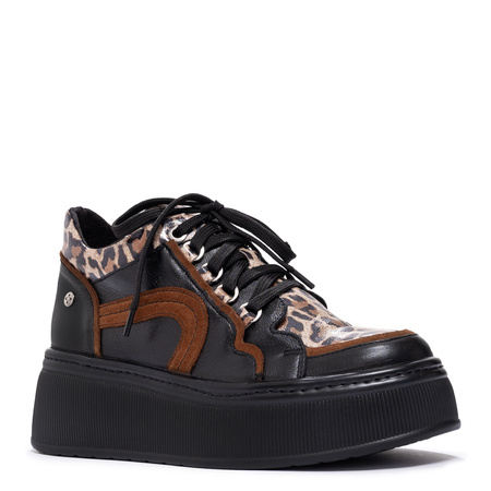 Maciejka Premium Leather Platform Sneakers With Insulation Black 07078-01/00-8