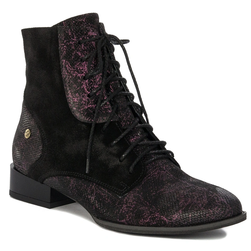 Maciejka Black and Burgundy Leather women's Boots 6193A-01/00-8