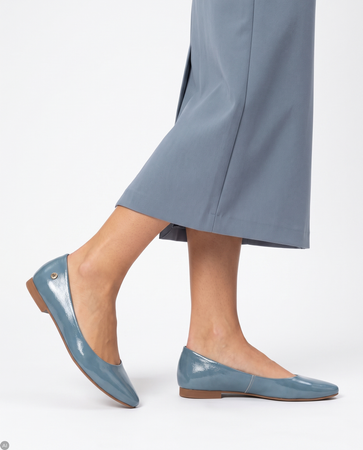 Maciejka Elegant Patent Leather Pointed Toe Blue Women's Ballerina Flats 4100W-20/00-8