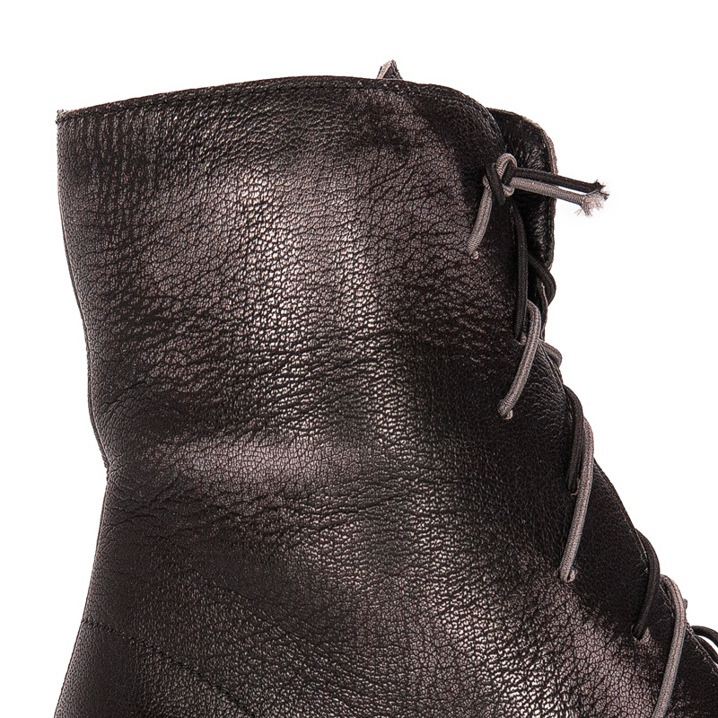 Maciejka Leather Lace-Up Ankle Boots Block Heel Black 3263S-01/00-3