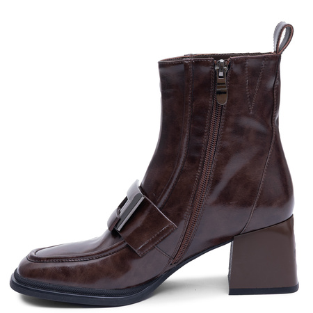 Maciejka Leather Ankle Boots Elegant Block Heel Brown K7788-02/00-7