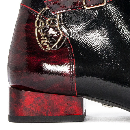 Maciejka Patent Leather Lace-Up Ankle Boots Burgundy 5743A-23/00-7