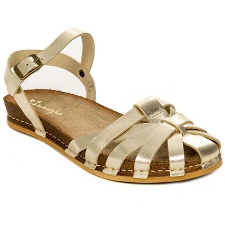 Maciejka Sandals Leather Closed-Toe Flat Gold 03074-25/00-0