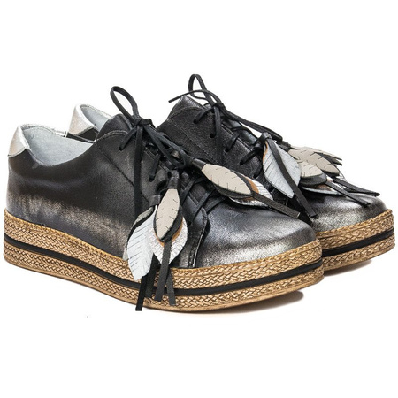 Maciejka Black on Silver Low Shoes