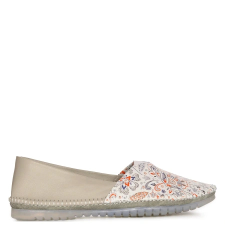 Maciejka Women's Leather Half Shoes Beige + Flowers