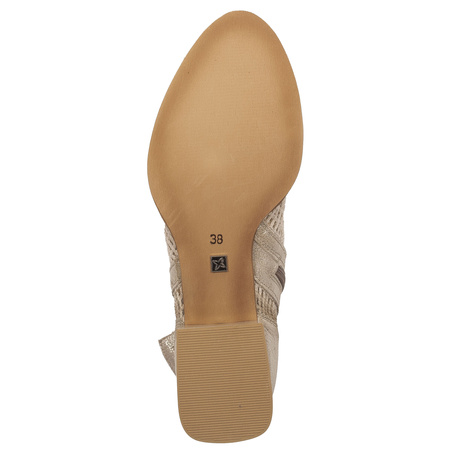 Maciejka Leather Perforated Ankle Boots Side Zipper Beige 06397-04-00-1