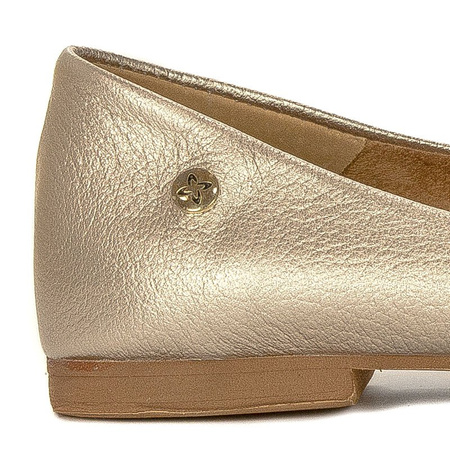 Maciejka Leather Ballet Flats Almond Toe Flat Sole Gold 04100-25/00-8