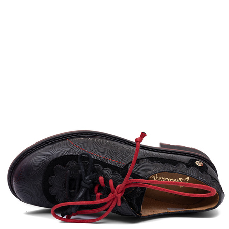 Maciejka Leather Women’s Shoes Elegant Black And Red 07600-08/00-1
