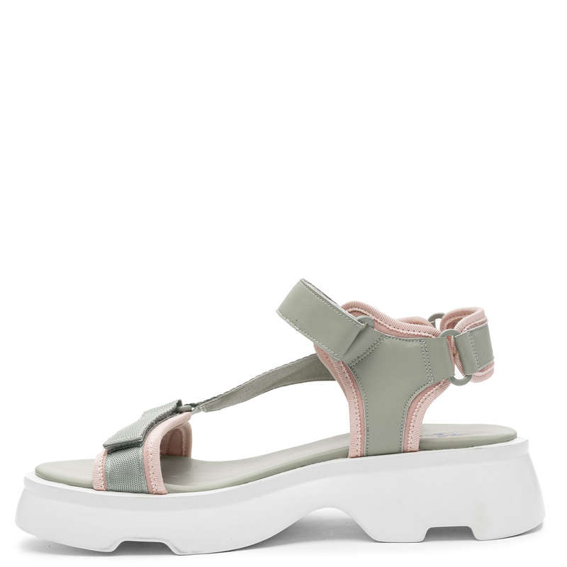 Maciejka Leather Velcro Platform Sandals Green And Pink K7433-29/00-7