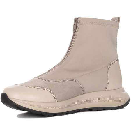Maciejka Craftsmanship Leather-Textile Ankle Boots Front-Zip Light Beige 06297-22/00-8