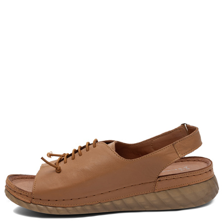 Maciejka Genuine Leather Lace Up Womens Wedge Sandals Tan L7635-29/00-1 HTML