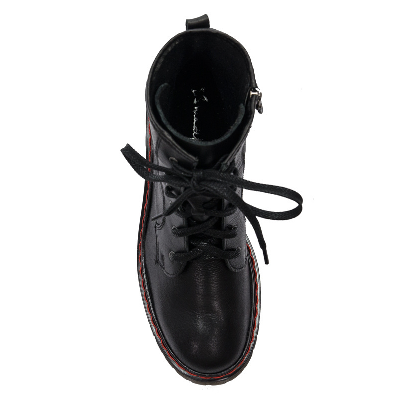 Maciejka Trzewiki na platformie skóra naturalna czarny