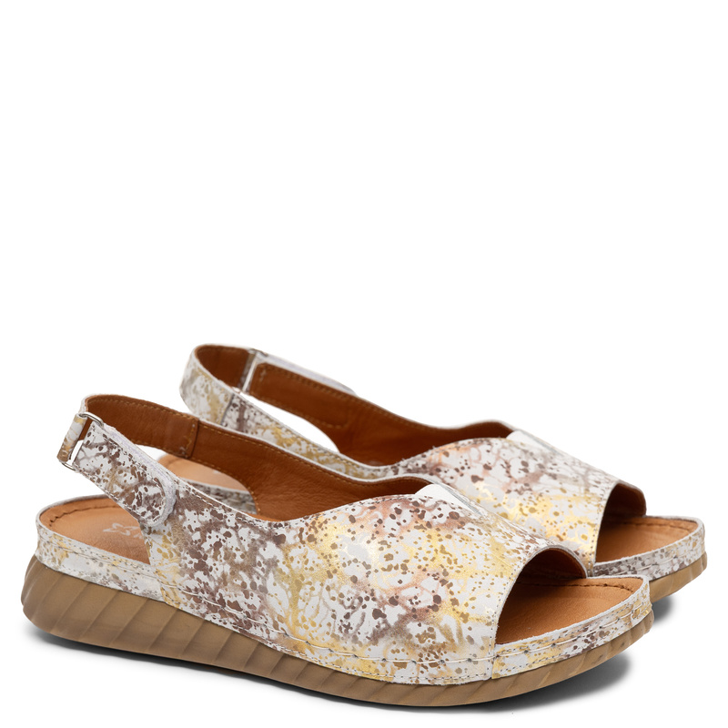 Maciejka Artistic Leather Women's Wedge Sandals Multicolor White L7633-11/00-1
