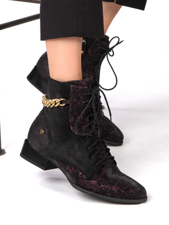 Maciejka Black and Burgundy Leather women's Boots 06193-01/00-7