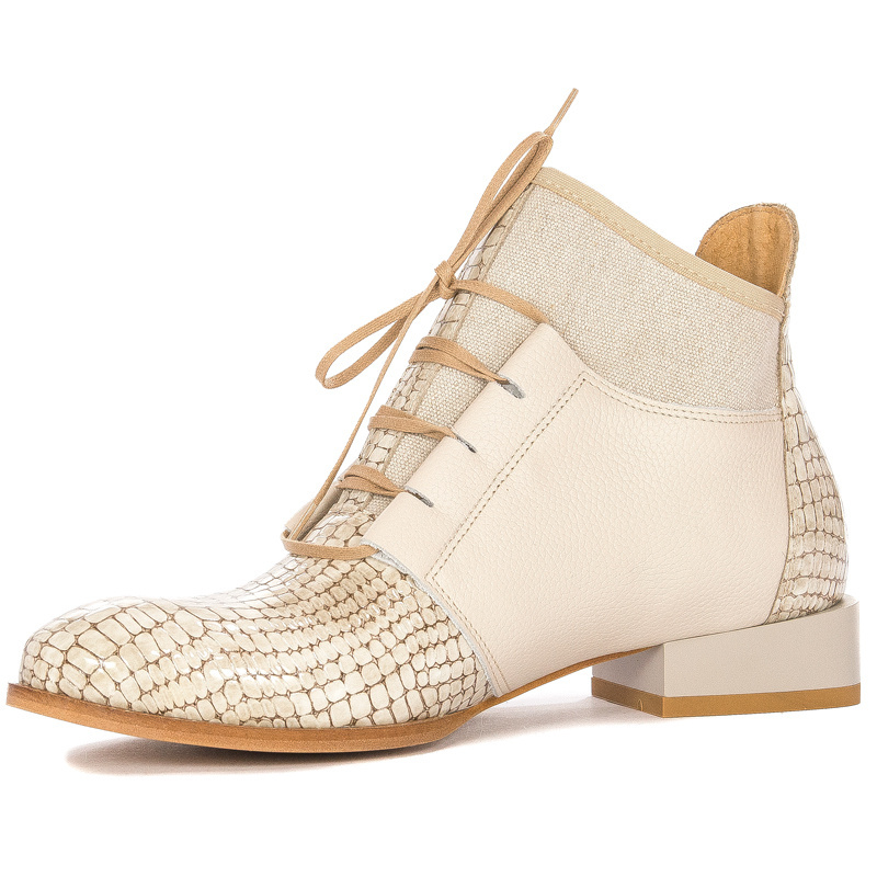 Maciejka Beige Lace-up Boots