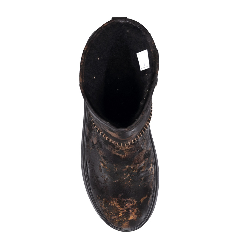 Maciejka Natural Leather Boots on Platform Gold-Black 06257-25/00-4