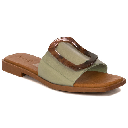 Maciejka Green Women's Leather Slides
