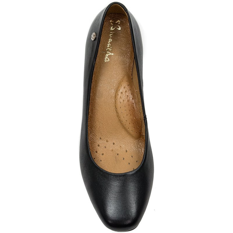 Maciejka Leather Court Shoes Contoured Insole Low Block Heel Black 03330-20/00-1