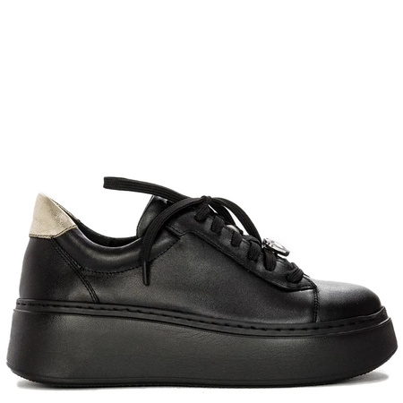 Maciejka Women's Black Genuine Leather Platform Sneakers 06191-01/00-8