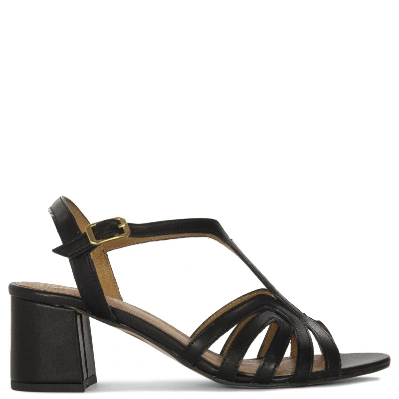 Maciejka Women's Leather Heeled Black Sandals