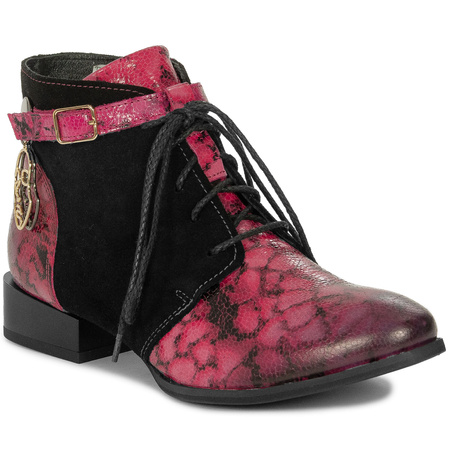 Maciejka Women's Leather Boots Pink and Black