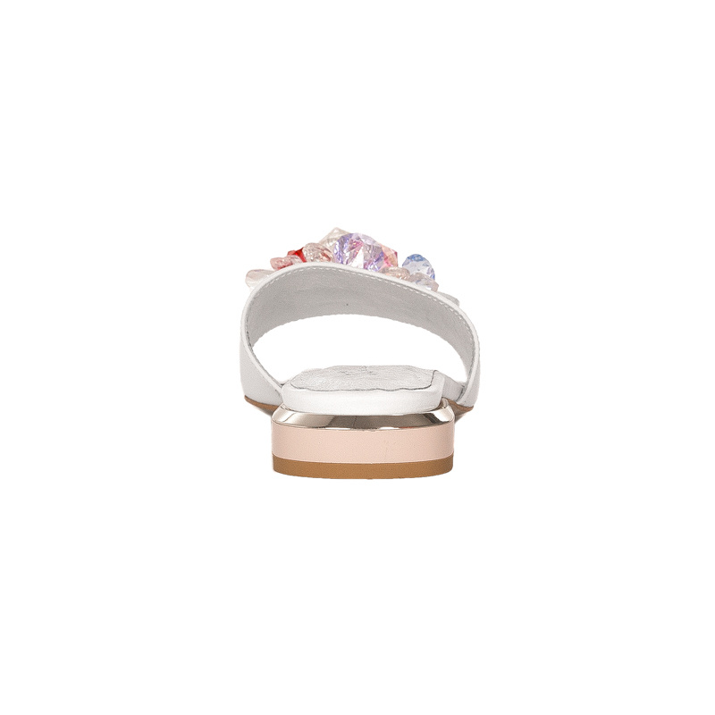 Maciejka White Women's Leather Slides