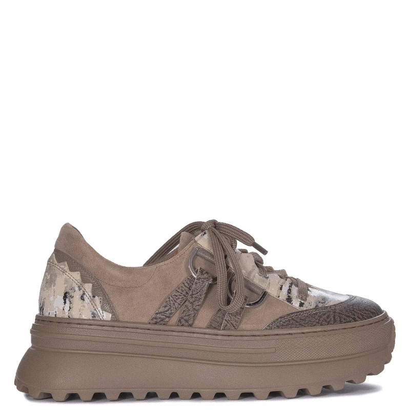 Maciejka Woman's Dark Beige Leather Sneakers